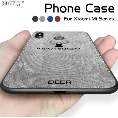 Soft TPU edge Canvas Embossed Deer Phone Case For Xiaomi mi 8 9 se 9Lite note 10 10t pro ultra lite light Case Soft Cloth Cover