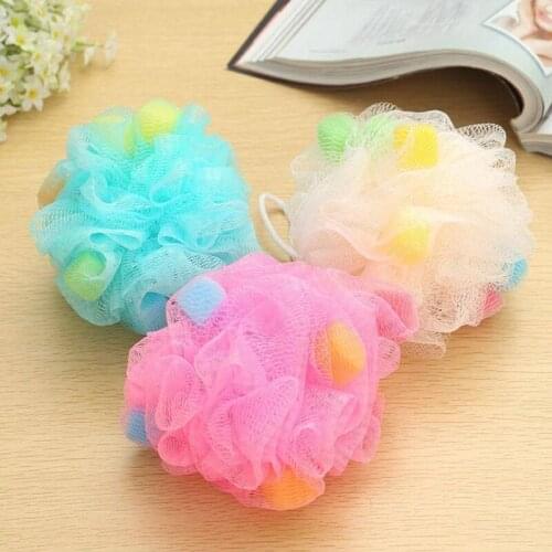 Soft large color bath shower ball sponge back bath flower Home Bath Shower Supplies 30g LX2723