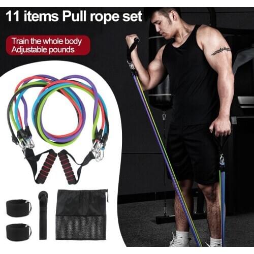 11pcs Elastic Resistance Fitness Bands Set Expander Yoga Exercise Rubber Tubes Band Stretch Training Home Gyms Workout Pull Rope