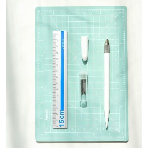 A5 Cutting Mat Set Self Healing Craft Cutting Board Engraving Plate with Cutter Ruler 12 Replacement Blades for DIY Arts&Crafts