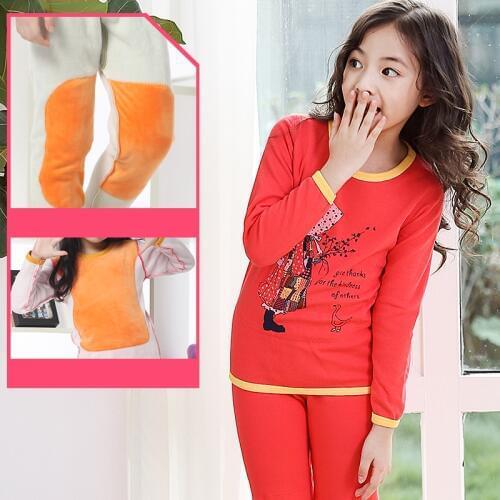 NANJIREN Gold Fleece Long Johns girls Set Warm Pajamas Sets For Chlid Chlidren Thermal Underwear Print Shark Child Winter Set