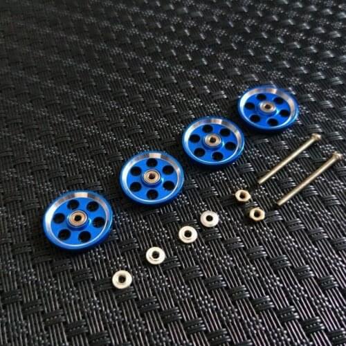 2 Pairs 19mm Guide Roller for Tamiya Mini 4WD Racing Car Model Aluminum Rollers+520 Bearings+Washers+Screws Spare Part