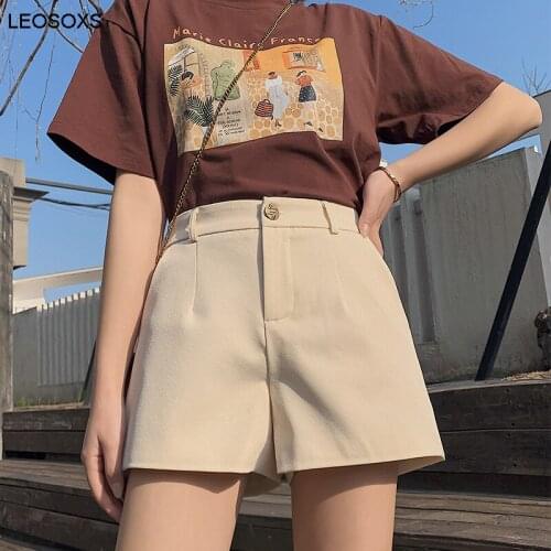 2021 New Summer Womens Clothing Wear All-match Black High Waist Loose Loose Thin Casual Elastic A-line Suit Shorts Women