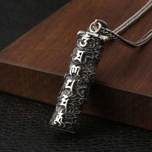 Wholesale 9S25 Sterling Silver South Amitabha Buddha Creative Retro Thai Silver Old Six-Word Mantra Men And Women Pendant