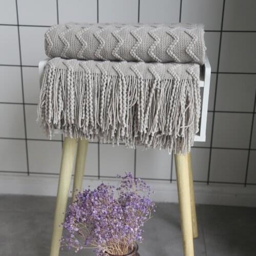 Super Soft Artificial Cashmere Plaid Tassel Blankets Home Decoration Nordic Style Casual Knitted Blanket for Beds Sofa Cover koc