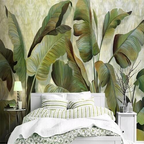 Custom 3D Mural Wallpaper South Asia Banana Leaf Plant Bedroom Green Living Room Bedroom Decorative Painting Wallpaper
