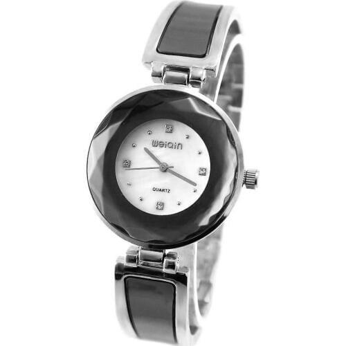 Luxury Brand Women Fashion Analog Quartz Round Wrist Watch Japan PC21J Movement Shiny Silver Metal Band White Dial