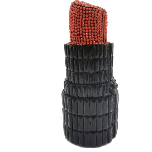 Luxury Crystal Bags Women Silver/Purple/Red/Black Lipstick Evening Bags Party Wedding Purse Day Clutches Ladies Bridal Handbags