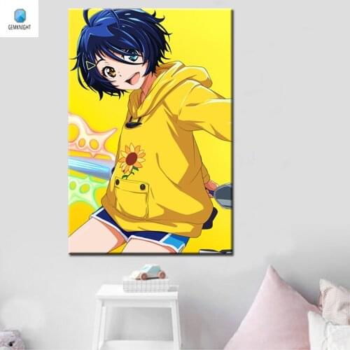 Hand painted oil painting on canvas WONDER EGG PRIORITY coloring by numbers Japan Style modular painting for home docor