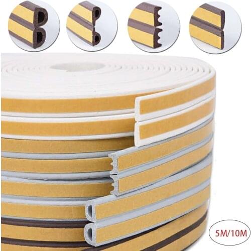 5m/10m Self-Adhesive Weather Stripping for Doors and Windows Anti-Collision Rubber Foam Seal Strip Soundproofing Waterproof