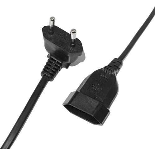 Europea 90 Degree Male Plug To Female Socket Power Extension Cable For PC Computer PDU 0.3m/0.6m/1.8m EU 2Prong Bend Angled Cord