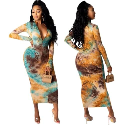 Sexy Fashion V-neck Womens Slim-Fit One-Piece Dress