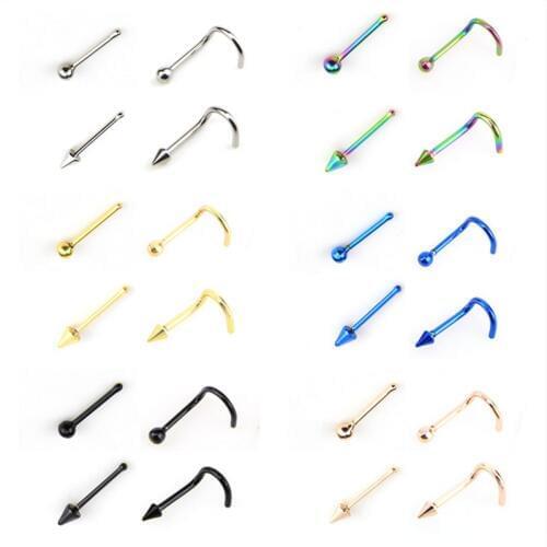 4pcs/set Stainless Steel Gold Color Nose Rings Earrings Septum Piercing Spike Nose Studs Women Body Jewelry gift