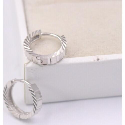 Real 18K White Gold Earrings For Women Full Star Earrings 12mmDia Gift New