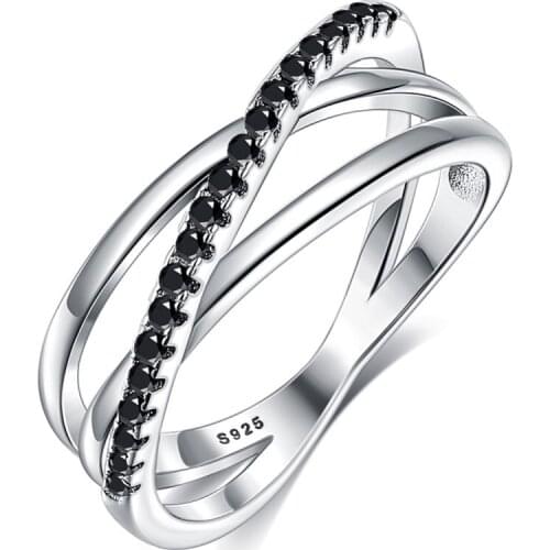 SILVERHOO 925 Sterling Silver Three Layer Rings For Women With Cubic Zirconia Luxury Ring Simple Wedding Fine Jewelry Recommend