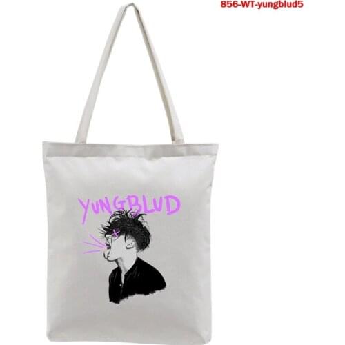 Cute Yungblud Bags Cartoon Canvas Foldable Shoulder Bag Boys Girls Fashion Storage Handbag Women Casual Shopping Tote New Bags