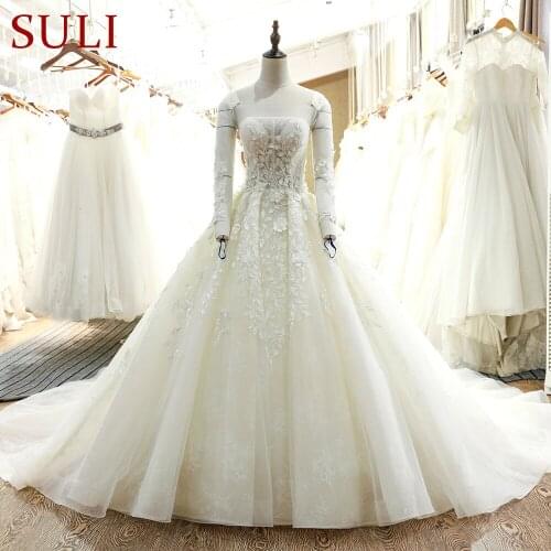 SL-121 New Arrival Tulle Long Sleeve Ball Gown Wedding Dress 2017