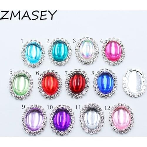 Resin Sewing Buttons 20*25MM Crystal Rhinestone Buttons Flat Bottom DIY Clothing Embellishment Craft Decorations