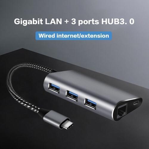 USB C HUB USB C Type C to RJ45 Ethernet Network USB 3.0 micro 5A Adapter Thunderbolt 3 for MacBook Pro Samsung S8 S9 Huawei