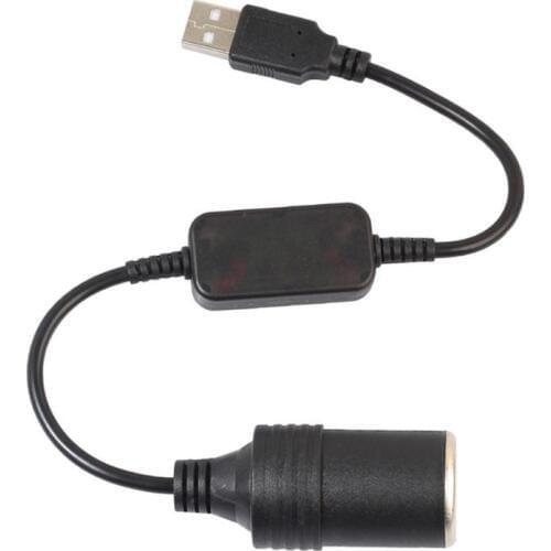 USB Male to 12V Car Cigarette Lighter Socket Converter Cable Adapter for DVR Car-charger Electronics Auto Accessories New 5V 2A