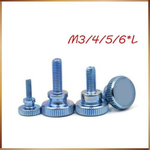10Pcs M3 M4 Knurling Flat Head Knurled Thumb Screw Hand Tighten Computer Screws