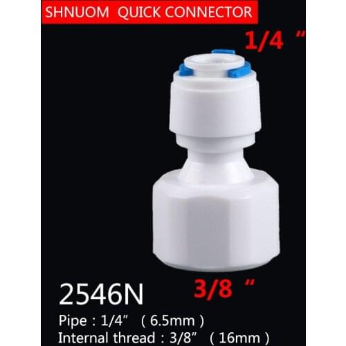 Internal thread 3/8" X 1/4" OD Tube TO Water Reverse Osmosis Aquarium System 2546 diameter 16MM Straight Union Connector Fitting