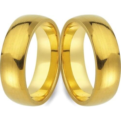 Jewelry Shop 6 mm Curved Steel Wedding Rings Pair Promise Ring s Yellow CL10