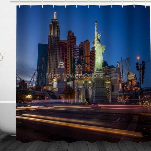 American Night Statue of Liberty Design Custom Shower Curtains Bathroom Waterproof Mildew Polyester Fabric + 12 Hooks