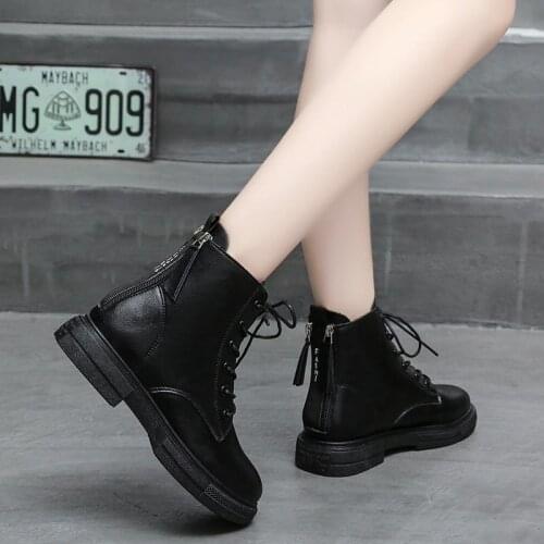 Soft Leather Shoes Motorcycle Women Boots Winter Black Botas Wedges Female Lace Up Platforms Women White Botas Mujer Plus Size