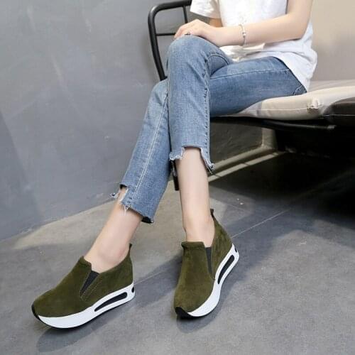 Spring and autumn fashion new solid color inner increase comfort slope with ladies casual sneakers trend hot sale