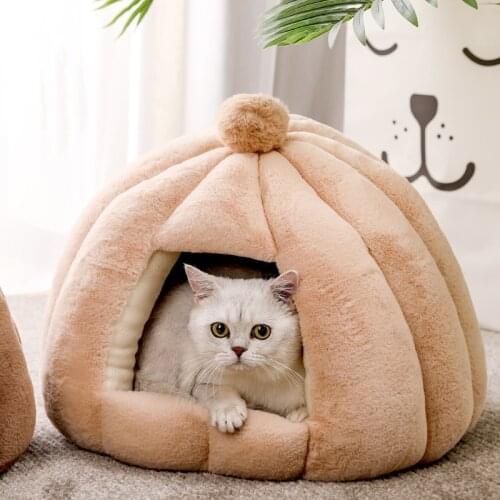 Winter Warm Pet dog Bed Kennel Cat House Sleeping Bag Pumpkin Puppy Cushion Mat Cat Accessories House For Cats Cama Gato