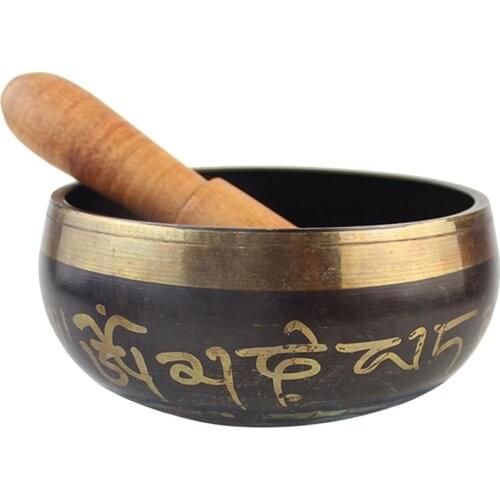 1 set Copper Vintage Traditional Nepal Copper Buddhism Singing Bowl With Hand Stick For Meditation And Healing Brass Gift Set