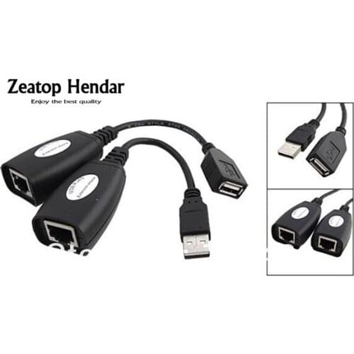 1Pairs USB CAT5 CAT5E CAT6 RJ45 Ethernet Extender Connector Up to150FT Lan Extension Cable Repeater Adapter with Retail Package