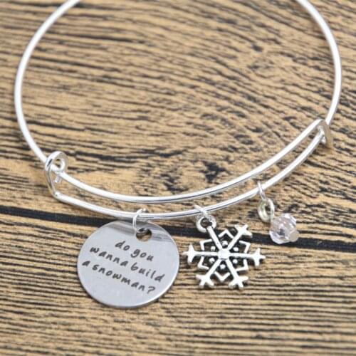 12pcs snow bracelet Do you wanna build a snowman? Silver colored snowflake for women or girls bangles
