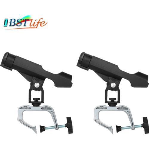 2PCS Fishing Rod rack Holders clamp on Adjustable Removable 360 degree Kayak Boat Support Pole stand Bracket