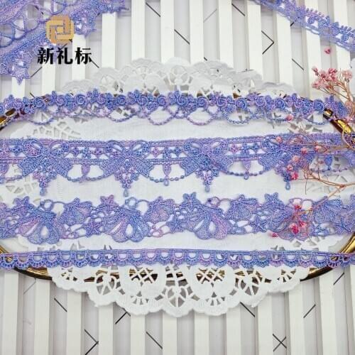 2Yards High End Colourful Lace Trim Ribbon Gold Lace Fabric Sewing Water Soluble Lace Wedding Craft DIY Clothes Accessories