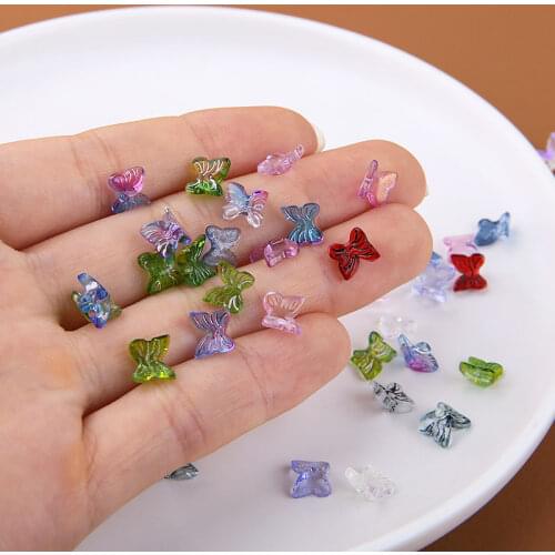 20pcs New Korean Retro gold tracing mini magic crystal glass butterfly earrings DIY jewelry hairpin hair accessories materials