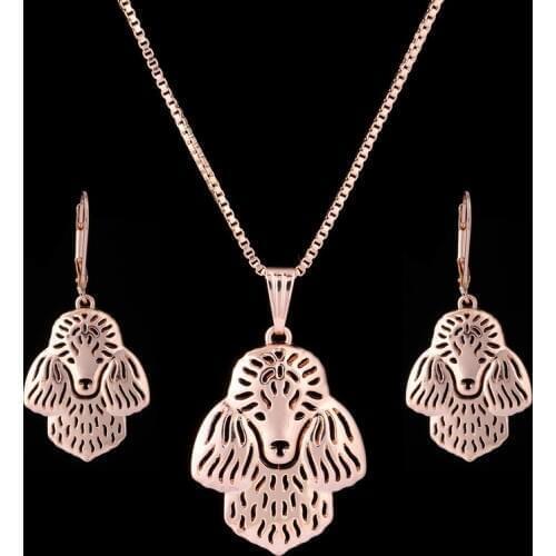 Fashion Womens Alloy Animal Jewelry Set Lovers' Pet Poodle Dog Jewelry Set Drop Shipping
