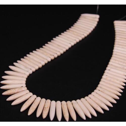 3Strands/Lot Natural White Turquoises Top Drilled Stick Point Beads,Howlite Stone Bullet Nail Pendant Necklace Jewelry Making