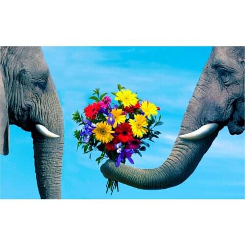 5D Diamond Painting Animal Full Square Drill Diamond Embroidery Love Elephant Mosaic Cross Stitch Diamond Art Home Room Decor