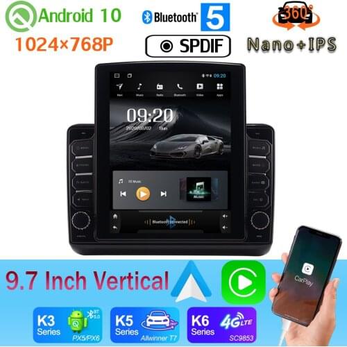 9.7" Tesla Style PX6 4+64G GPS Android 10.0 Android auto Radio For Honda HR-V HRV XR-V XRV Vezel 2013-2019 360 Camera Car Media