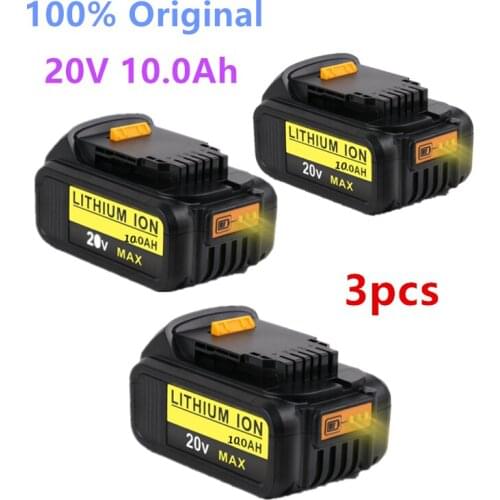 3PCS New 100% Original 10000mAh 20V for Dewalt Power Tool Battery DCB206 20V 10.0Ah Battery DCB206 20V Battery DCB205 DCB204-2