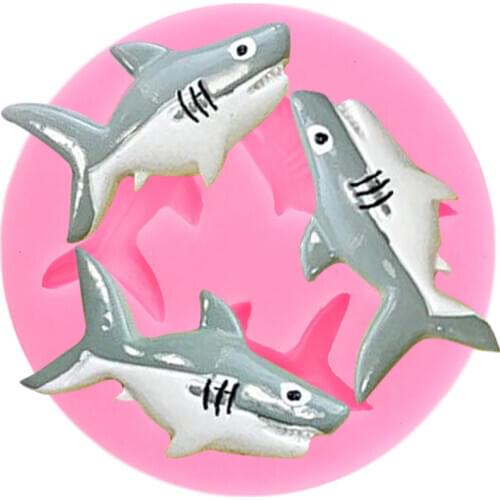 Shark Fish Silicone Mold DIY Cupcake Topper Fondant Cake Decorating Tools Soap Resin Clay Molds Candy Chocolate Gumpaste Moulds