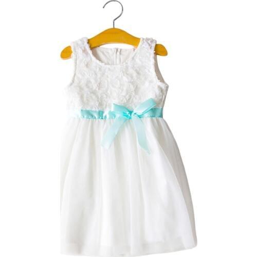 White 3d flower lace dress age for 3 - 9 yrs little girls christmas dress 2019 new autumn winter kids evening gowns girls frocks