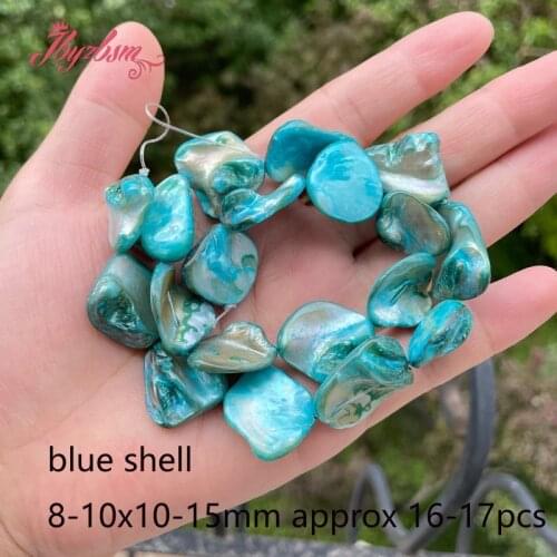 8-10x11-18mm Freeform Irregular Skyblue Shell MOP Natural Stone Beads For DIY Necklace Bracelat Jewelry Making 14" Free Shipping