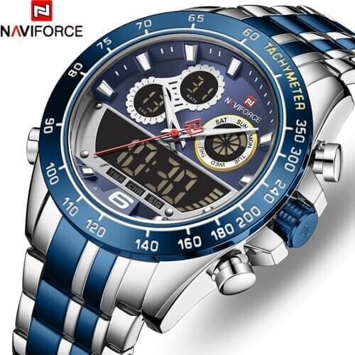 Watches Men NAVIFORCE Top Luxury Brand Big Sports Quartz Watch Mens Stainless Steel Chronograph Clock Relogio Masculino