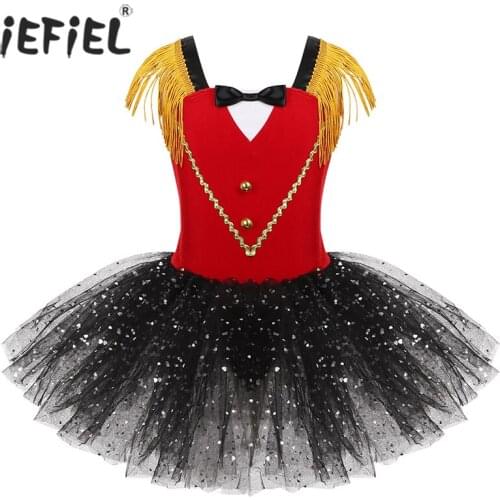 Kids Carnival Performance Circus Ringmaster Mesh Tutu Dress Toddlers Girls Birthday Party Fancy Dress Halloween Cosplay Costume