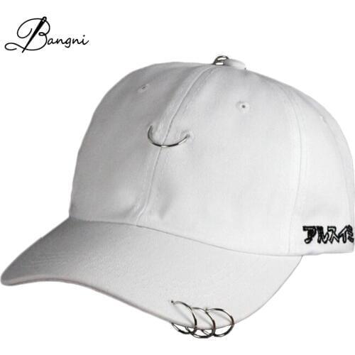 Mens Street cotton Ring Hoop Snapback Baseball cap unisex pin curved hip hop hat women bones casquette gorras cap black white