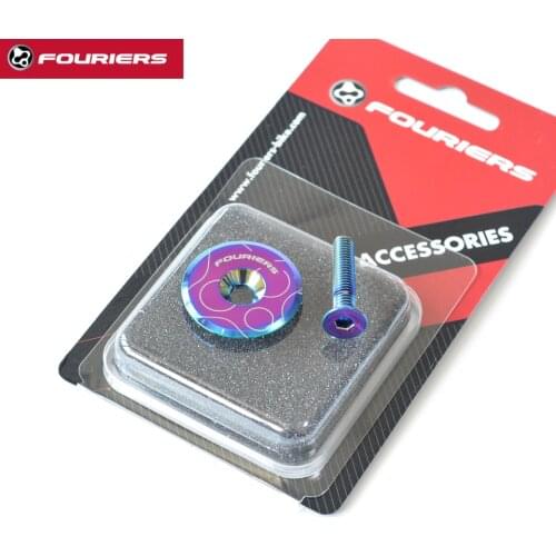 FOURIERS Ti-Coating Mountain Bicycle Bowl Cover Stem Top Cap 28.6mm 1 1/8" Cover Headset Screws 11g/pcs