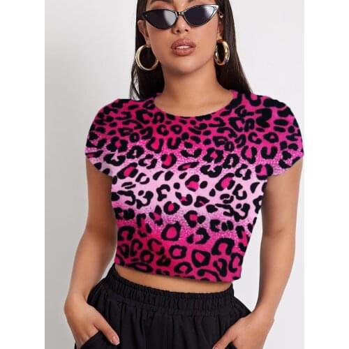 3d Tshirt Leopard T shirt Women Gradient Tshirts Casual Harajuku T-shirts 3d Womens Clothing Summer Short Male Tops